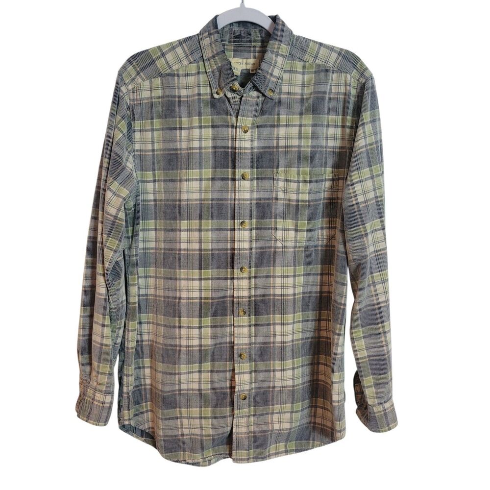 The Territory Ahead Corduroy Plaid Button Up Shirt Men's Medium Tall Blue READ